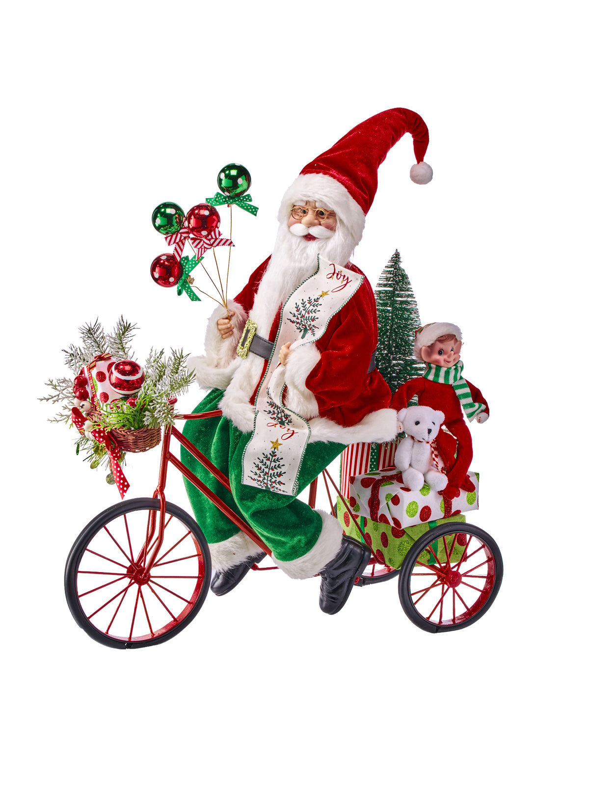 20.5" Glitter Metal Bike with Santa