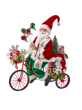 20.5" Glitter Metal Bike with Santa