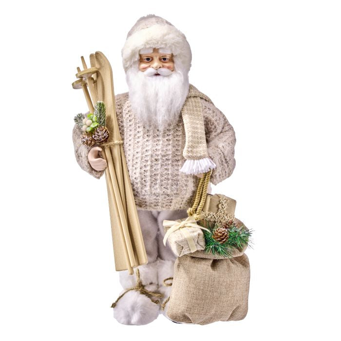 18" Winter Santa with Sweater and Skis