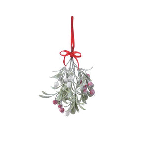 8" Iced Mistletoe Bundle with Bow