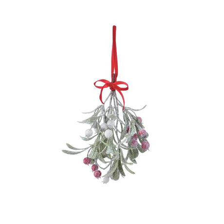 8" Iced Mistletoe Bundle with Bow