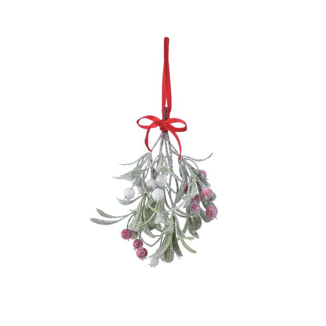 8" Iced Mistletoe Bundle with Bow