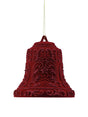 5" Burgundy Flocked Glitter Bell Ornament