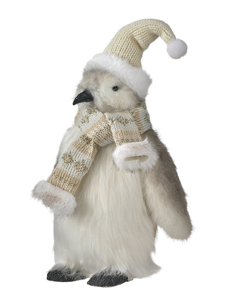 12" Faux Fur Penguin with Scarf