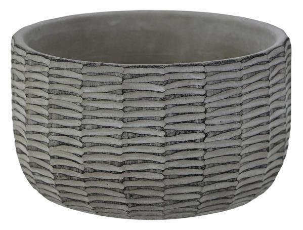 Short Carved Cement Black Pot