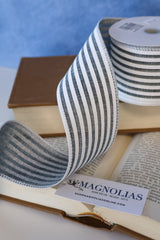 2.5" Grey Linen Cabana Ribbon Bolt