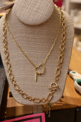 Sasha Toggle Front Charm Necklace Base in Shiny Gold