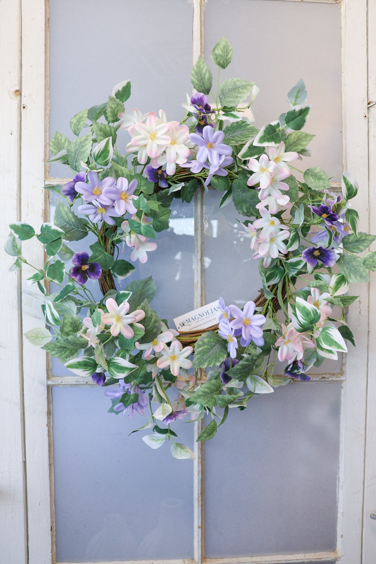 22" Purple Rain Pansy  Wreath