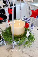 Fia Cream Stripe 6x6" 3 Wick Candle