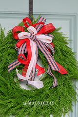 15" Red White WOW Bow