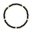 Jet Black with Gold Ball Stretchy Facet Mila-Mix Bracelet