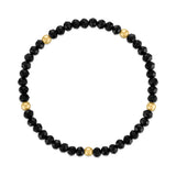 Jet Black with Gold Ball Stretchy Facet Mila-Mix Bracelet