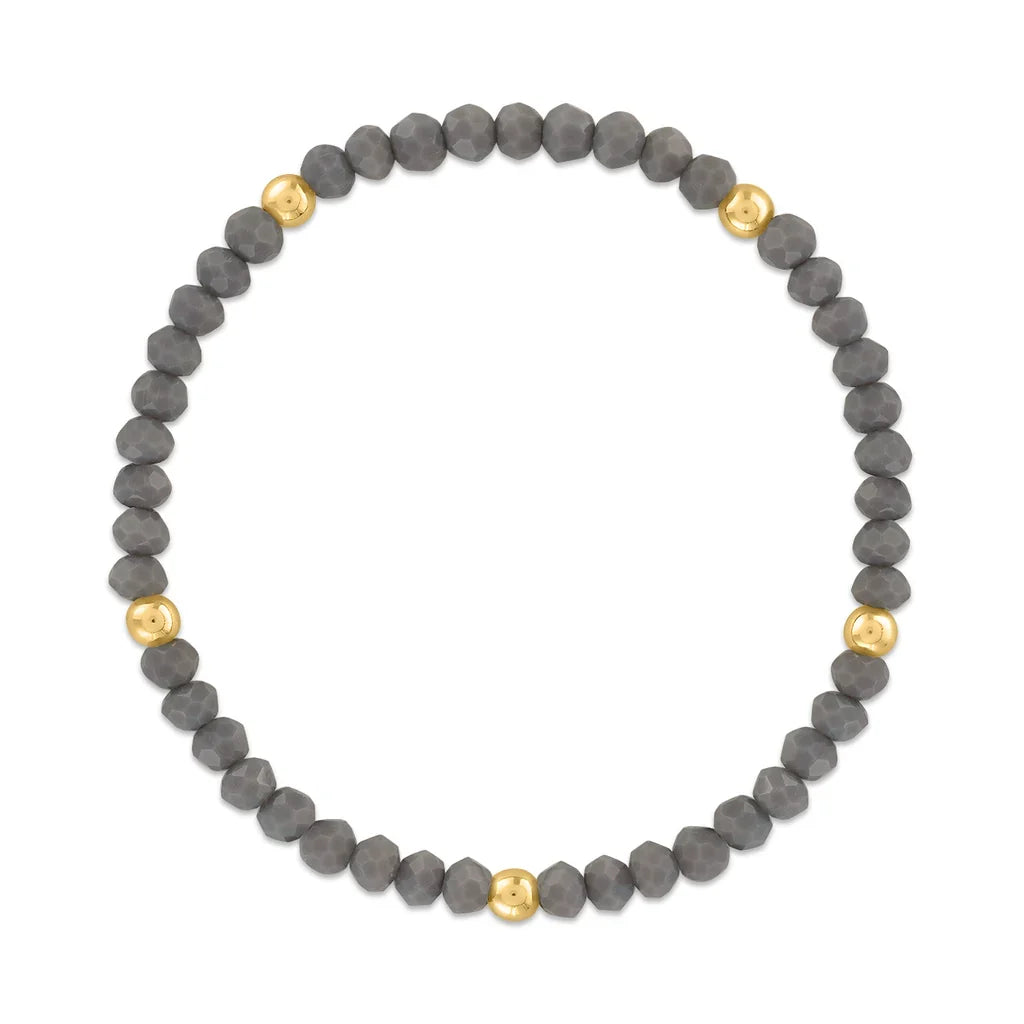 Charcoal with Gold Ball Stretchy Facet Mila-Mix Bracelet