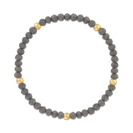 Charcoal with Gold Ball Stretchy Facet Mila-Mix Bracelet