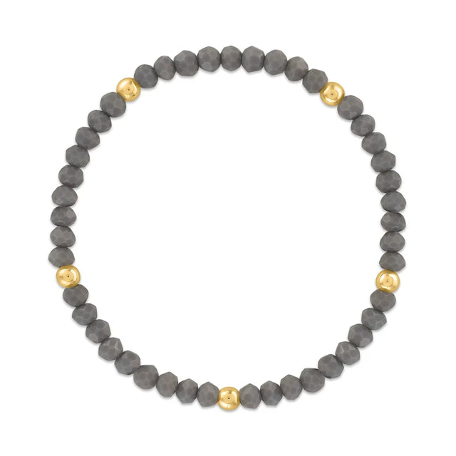 Charcoal with Gold Ball Stretchy Facet Mila-Mix Bracelet