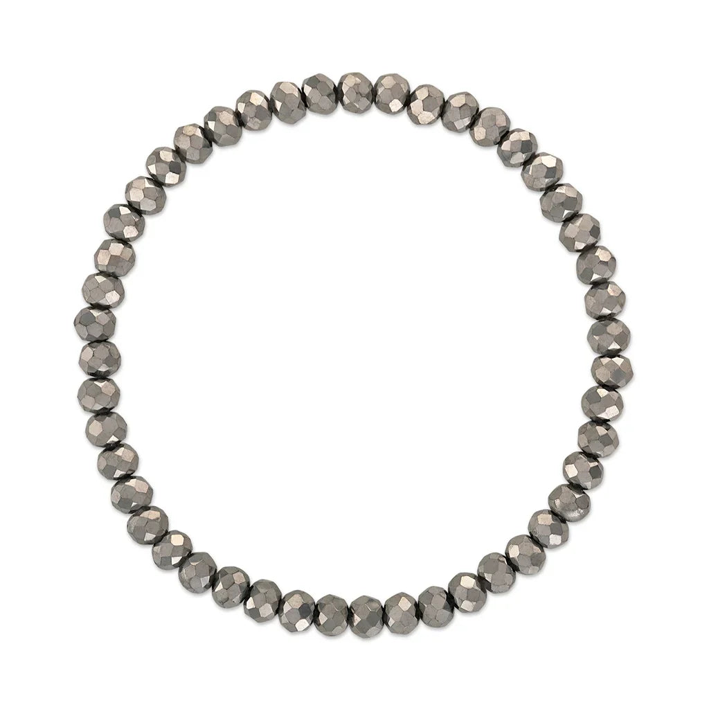 Smoky Metallic Gray Stretchy Facet Mila-Mix Bracelet