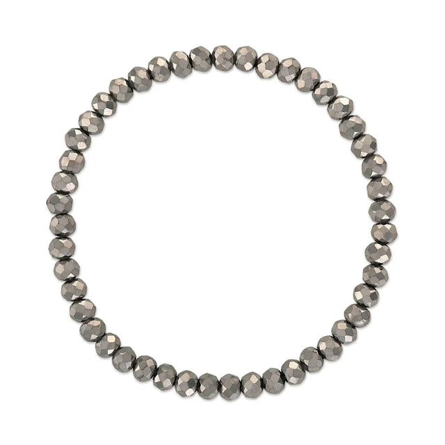 Smoky Metallic Gray Stretchy Facet Mila-Mix Bracelet