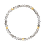 Light Gray Transitioning with Gold Ball Stretchy Facet Mila-Mix Bracelet