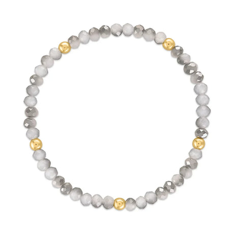 Light Gray Transitioning with Gold Ball Stretchy Facet Mila-Mix Bracelet