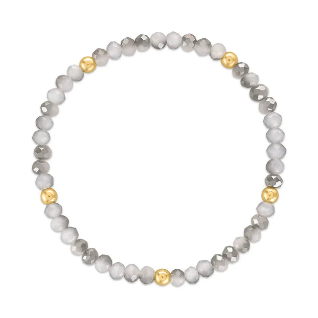 Light Gray Transitioning with Gold Ball Stretchy Facet Mila-Mix Bracelet