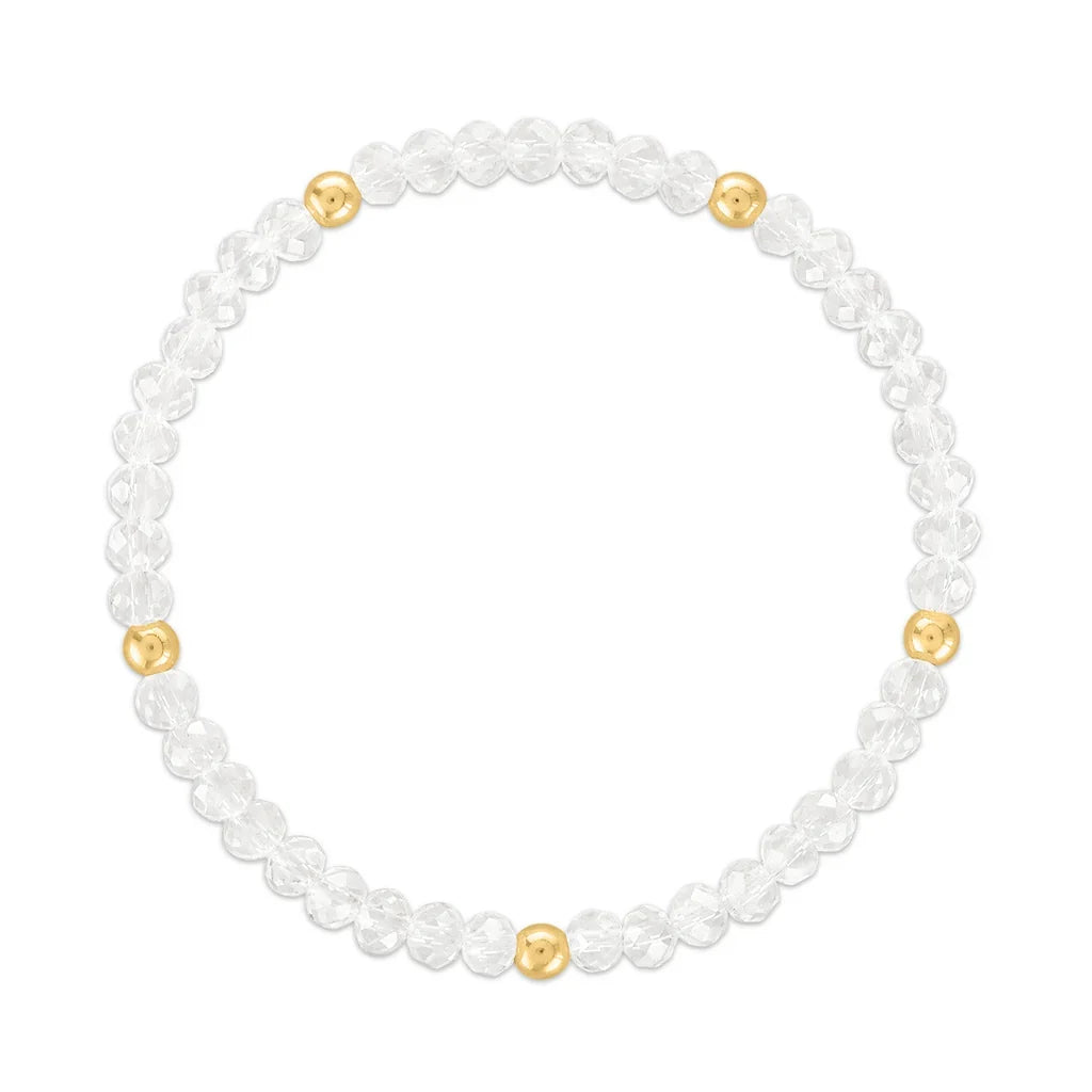 Clear Crystal with Gold Ball Stretchy Facet Mila-Mix Bracelet