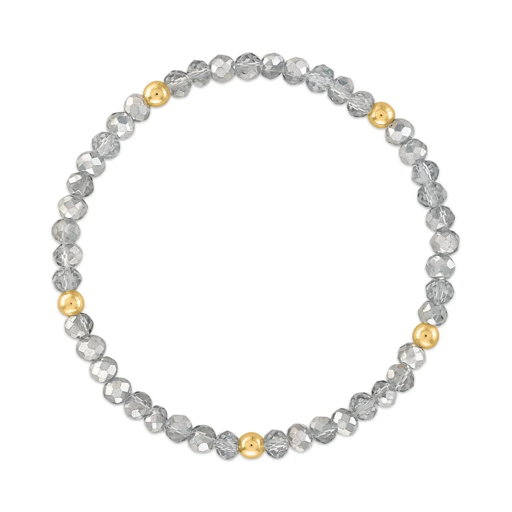 Metallic Mixed Gray with Gold Ball Stretchy Facet Mila-Mix Bracelet