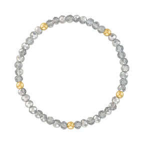 Metallic Mixed Gray with Gold Ball Stretchy Facet Mila-Mix Bracelet