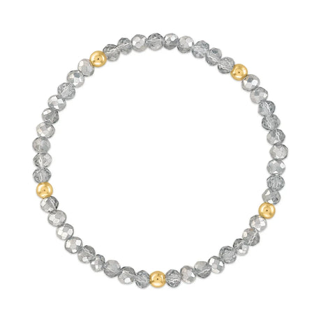 Metallic Mixed Gray with Gold Ball Stretchy Facet Mila-Mix Bracelet