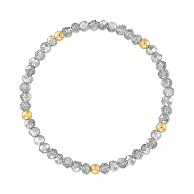 Metallic Mixed Gray with Gold Ball Stretchy Facet Mila-Mix Bracelet