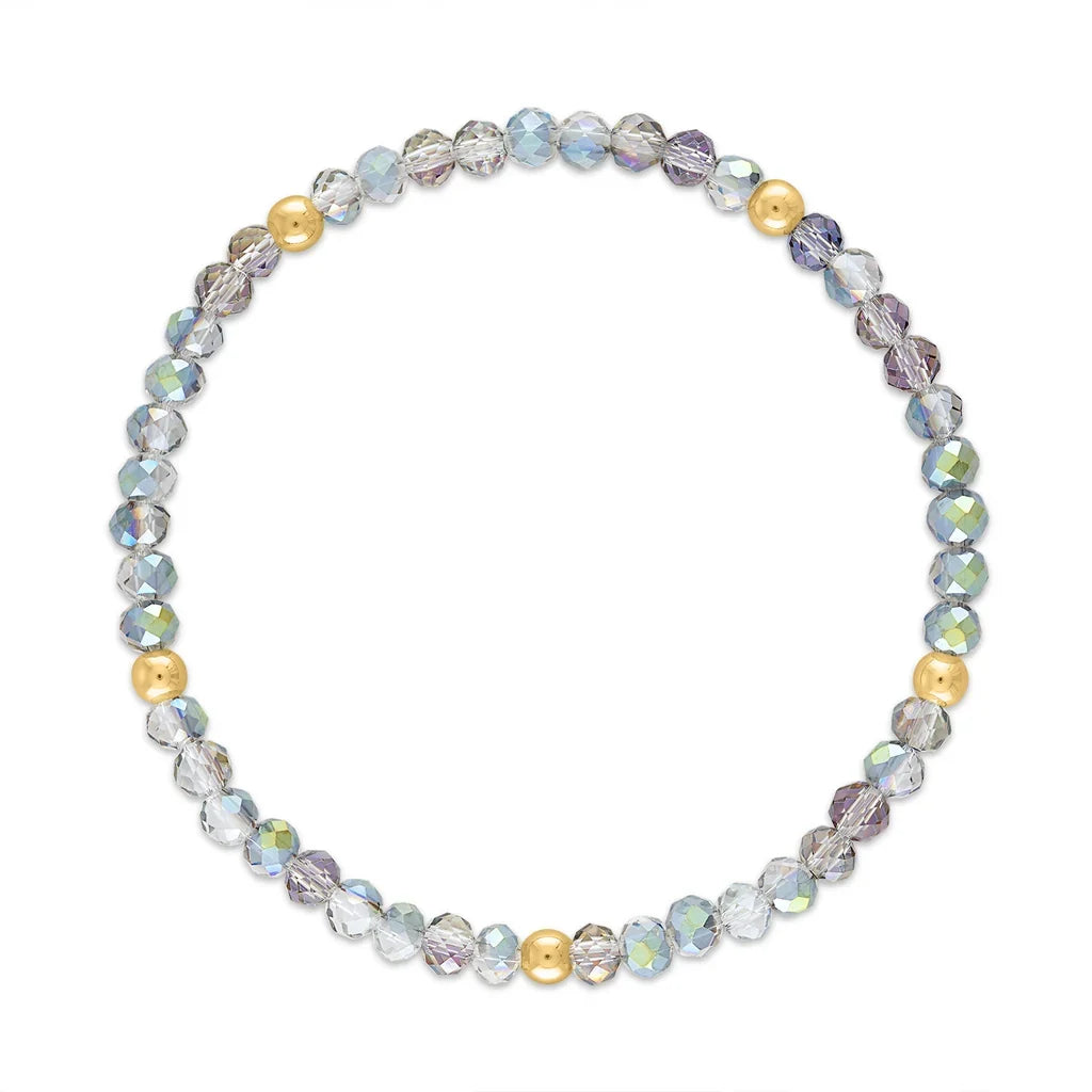 Galaxy Gray with Gold Ball Stretchy Facet Mila-Mix Bracelet
