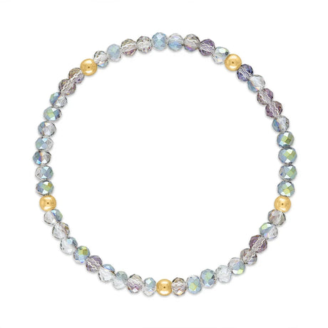 Galaxy Gray with Gold Ball Stretchy Facet Mila-Mix Bracelet