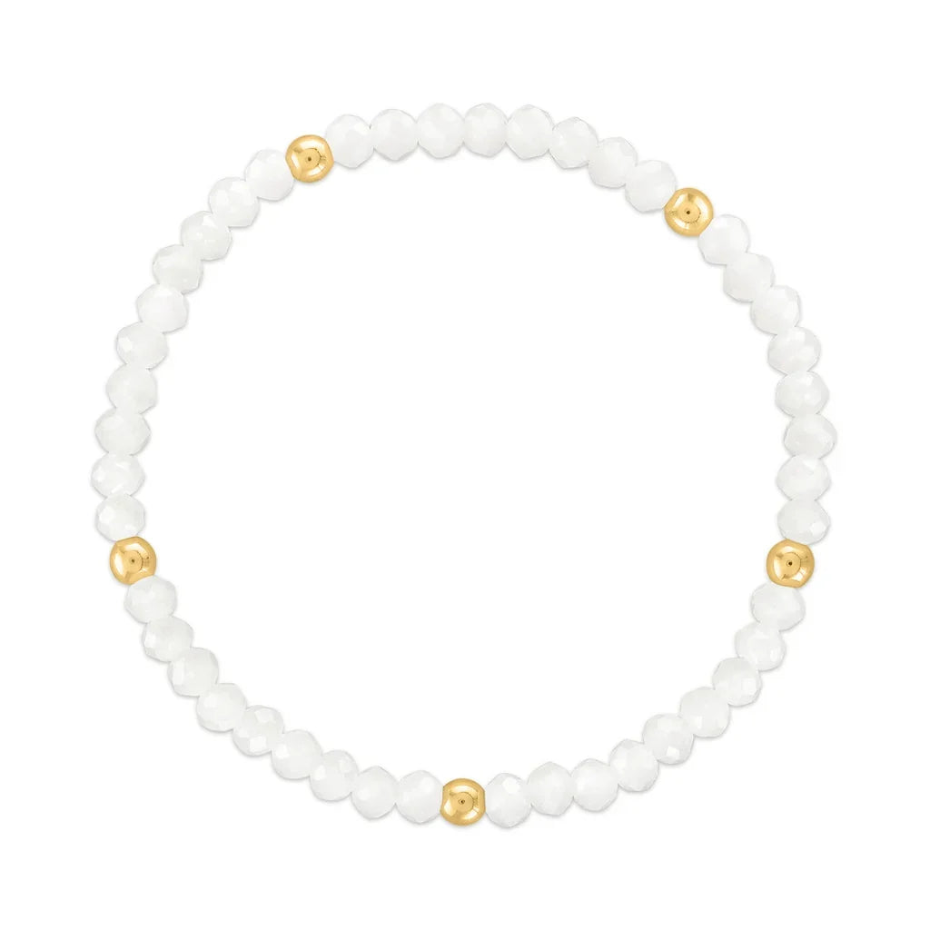 White with Gold Ball Stretchy Facet Mila-Mix Bracelet