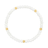White with Gold Ball Stretchy Facet Mila-Mix Bracelet