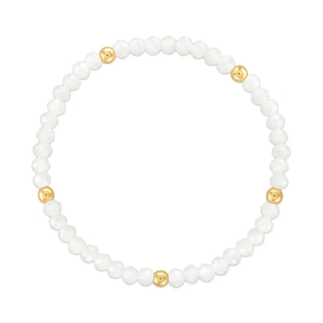 White with Gold Ball Stretchy Facet Mila-Mix Bracelet