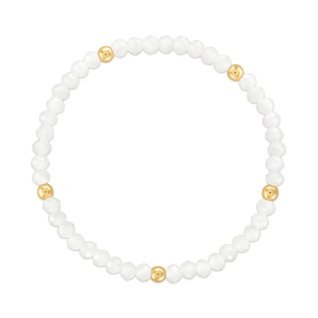 White with Gold Ball Stretchy Facet Mila-Mix Bracelet