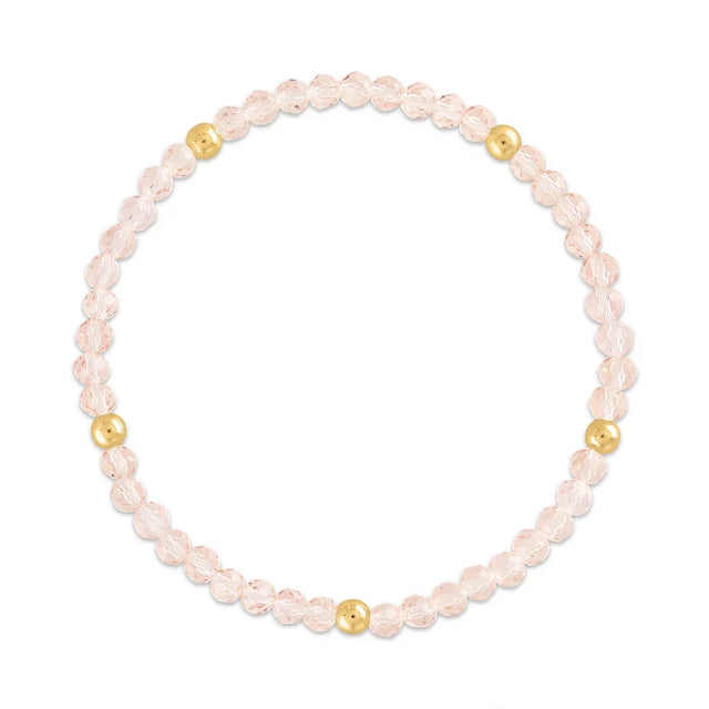 Light Pink with Gold Ball Stretchy Facet Mila-Mix Bracelet