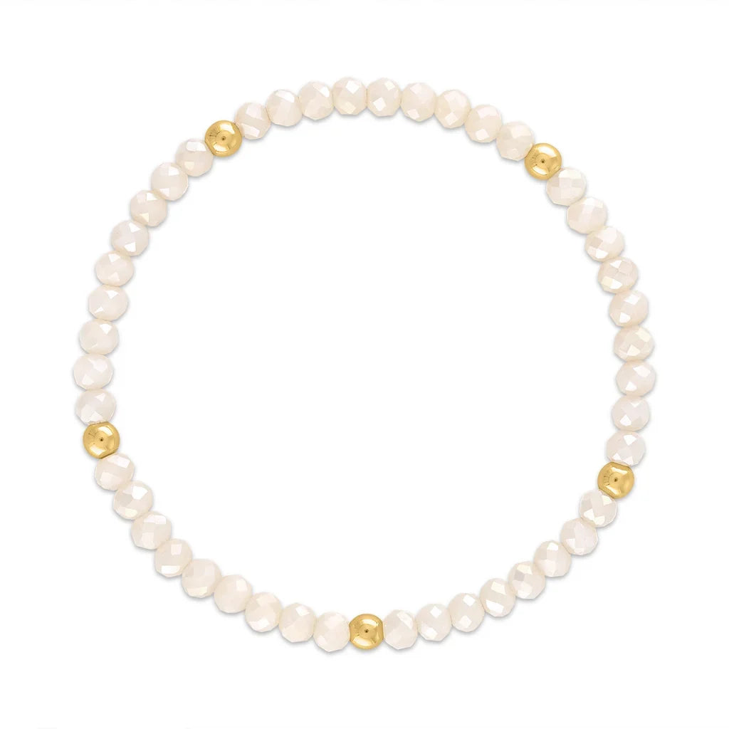 Peachy Pink with Gold Ball Stretchy Facet Mila-Mix Bracelet
