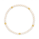 Peachy Pink with Gold Ball Stretchy Facet Mila-Mix Bracelet