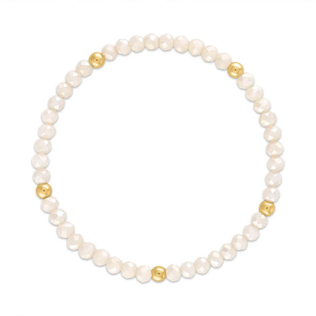 Peachy Pink with Gold Ball Stretchy Facet Mila-Mix Bracelet