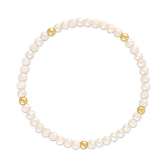 Peachy Pink with Gold Ball Stretchy Facet Mila-Mix Bracelet
