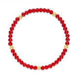 Red with Gold Ball Stretchy Facet Mila-Mix Bracelet