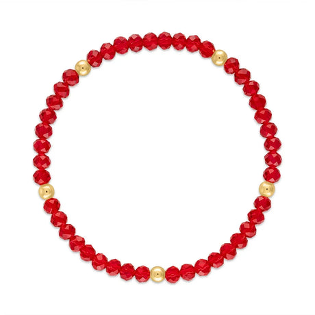 Red with Gold Ball Stretchy Facet Mila-Mix Bracelet
