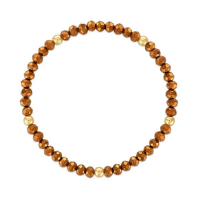 Metallic Bronze with Gold Ball Stretchy Facet Mila-Mix Bracelet