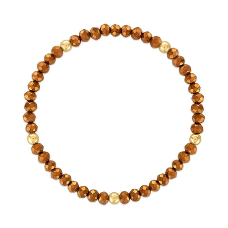 Metallic Bronze with Gold Ball Stretchy Facet Mila-Mix Bracelet