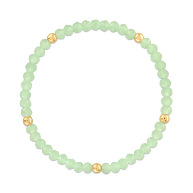 Seafoam Green with Gold Ball Stretchy Facet Mila-Mix Bracelet