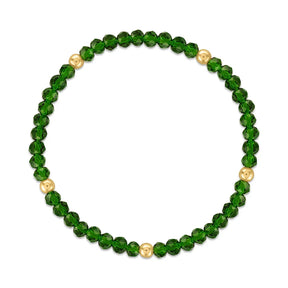 Forest Green with Gold Ball Stretchy Facet Mila-Mix Bracelet