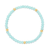 Ice Blue with Gold Ball Stretchy Facet Mila-Mix Bracelet