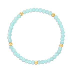 Ice Blue with Gold Ball Stretchy Facet Mila-Mix Bracelet