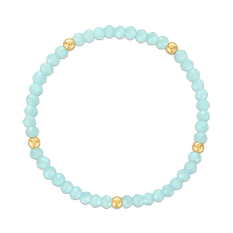 Ice Blue with Gold Ball Stretchy Facet Mila-Mix Bracelet