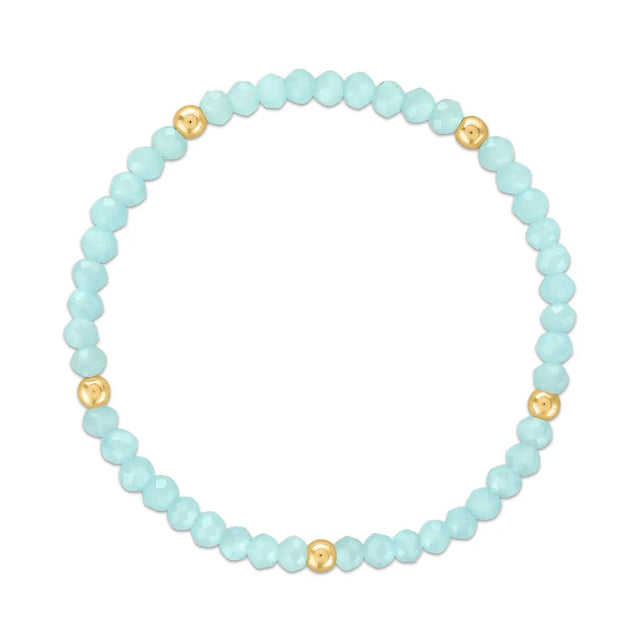 Ice Blue with Gold Ball Stretchy Facet Mila-Mix Bracelet